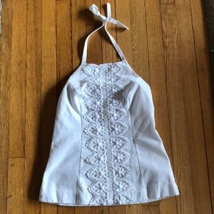 Lilly Pulitzer 2 white emblemished tie neck halter
